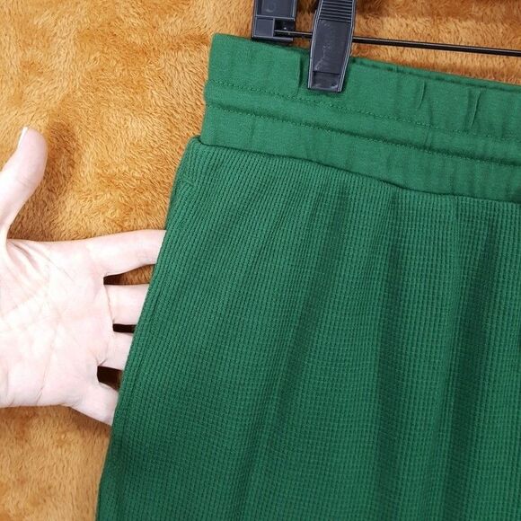 CLUB ROOM Jogger Pants Mens Medium Green Pull On Thermal Waffle Knit Comfort - Picture 2 of 8